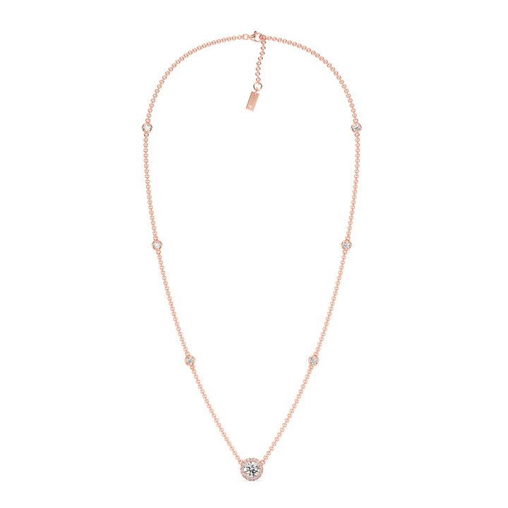 Rose Gold Necklace with Round-Cut Lab-Grown Diamonds