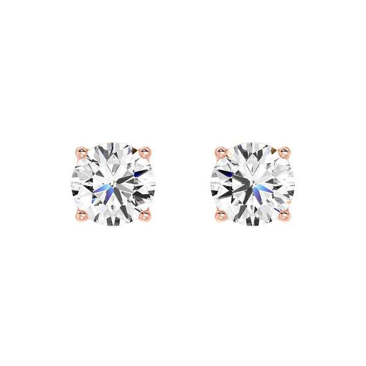 Round-Cut Lab Created Diamond Stud Earrings in Rose Gold Setting