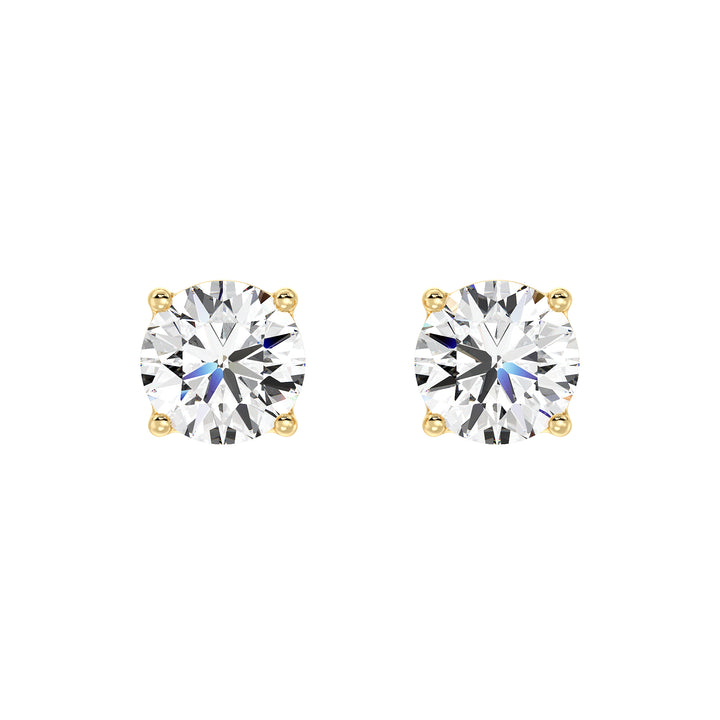 Round-Cut Lab Created Diamond Stud Earrings in Yellow Gold Setting