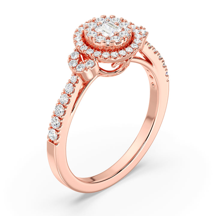 Round Cluster Halo Engagement Ring in 18K Gold with 0.54 CTTW Lab-Grown Diamonds