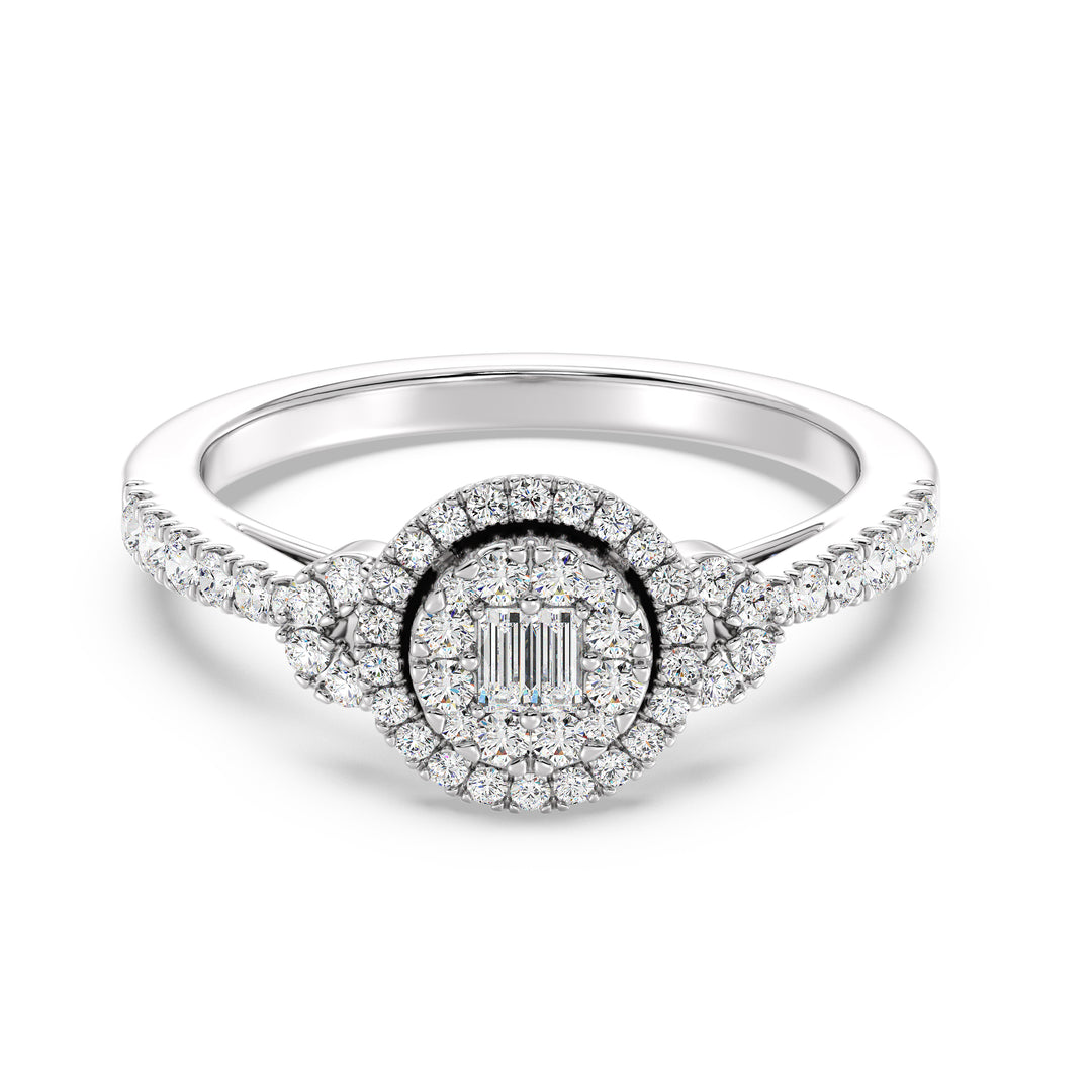 Round Cluster Halo Engagement Ring in 18K Gold with 0.54 CTTW Lab-Grown Diamonds