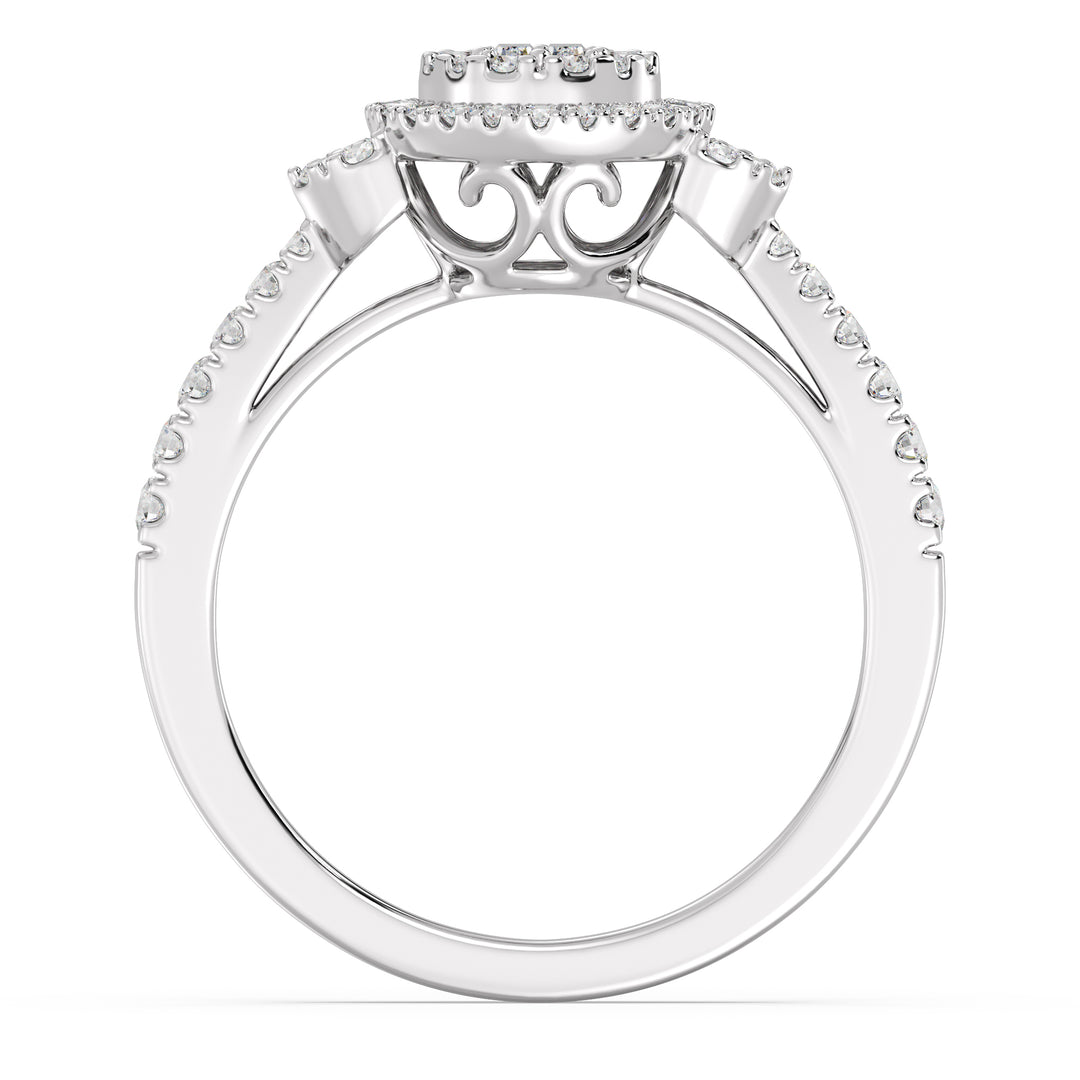 Round Cluster Halo Engagement Ring i 18K gull med 0,54 CTTW Lab-dyrkede diamanter