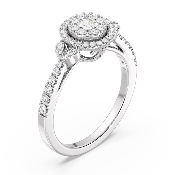 Round Cluster Halo Engagement Ring i 18K guld med 0,54 CTTW Lab-dyrkede diamanter