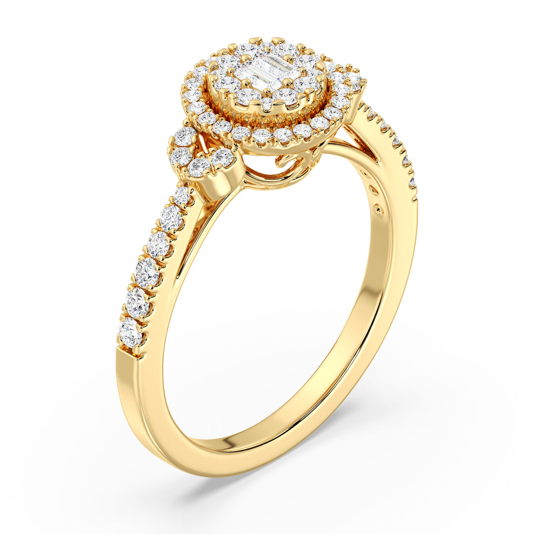 Round Cluster Halo Engagement Ring i 18K guld med 0,54 CTTW Lab-dyrkede diamanter