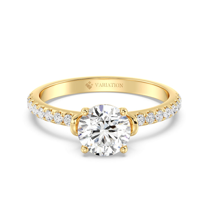 1 ct Round Solitaire Engagement Ring with Pavé Band
