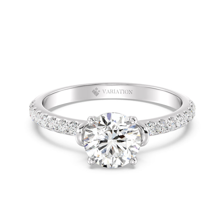 1 ct Round Solitaire Engagement Ring with Pavé Band