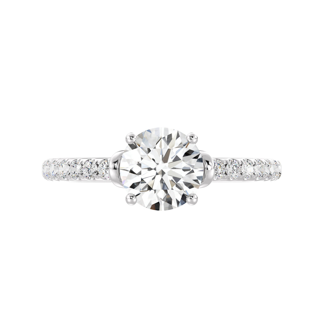 1 ct Round Solitaire Engagement Ring with Pavé Band