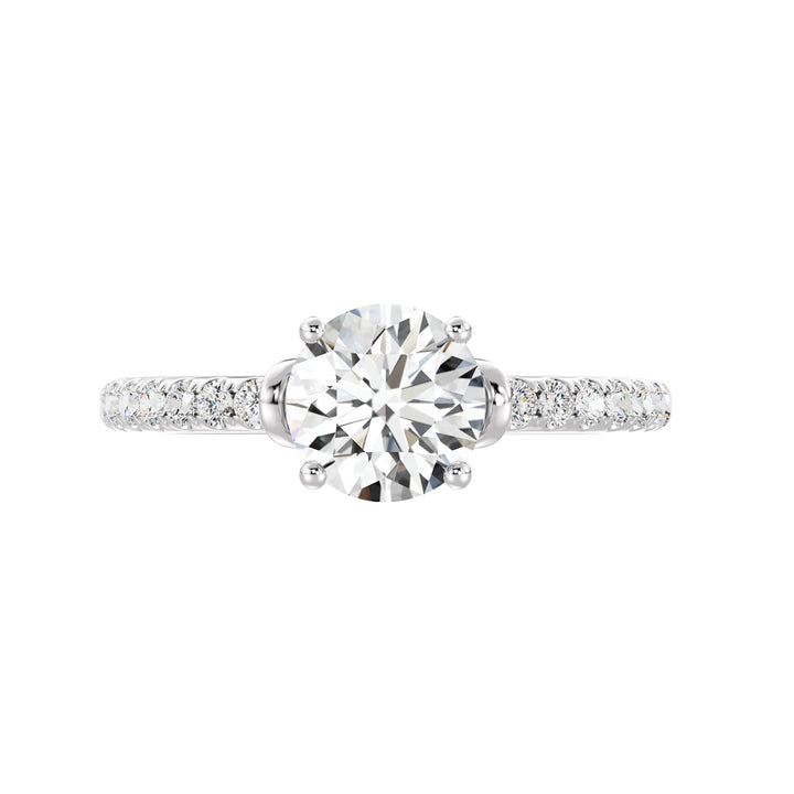 1 ct Round Solitaire Engagement Ring with Pavé Band