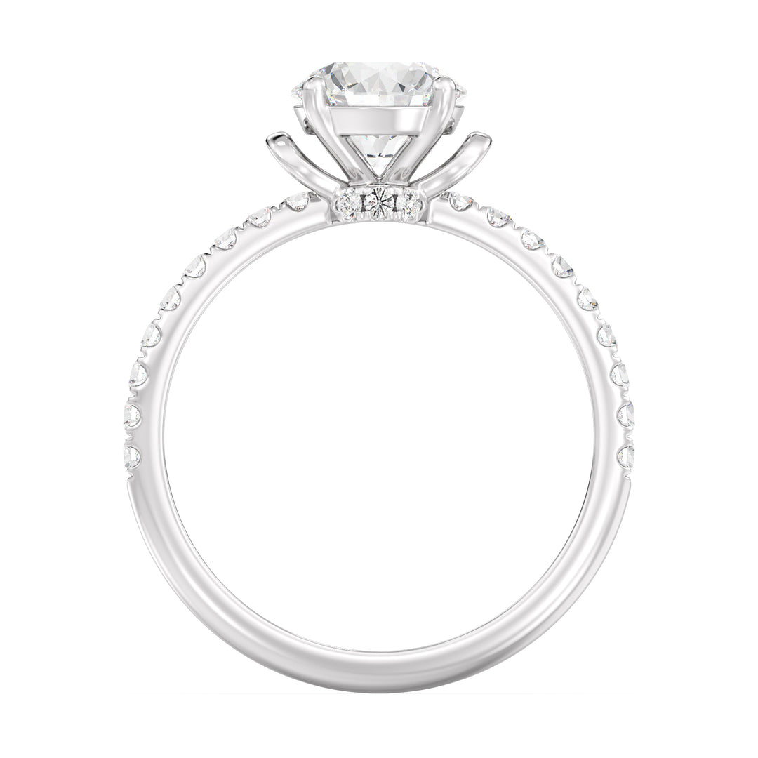 1 ct Round Solitaire Engagement Ring with Pavé Band