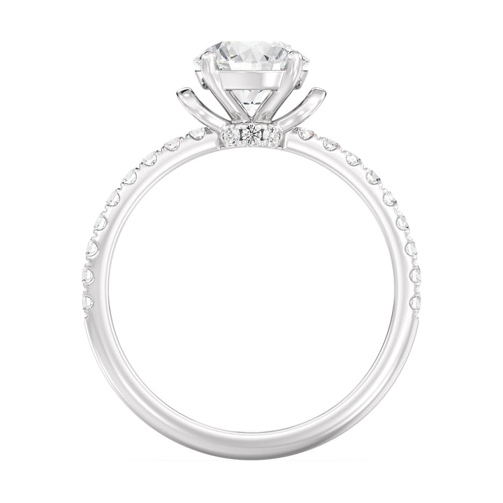 1 ct Round Solitaire Engagement Ring with Pavé Band