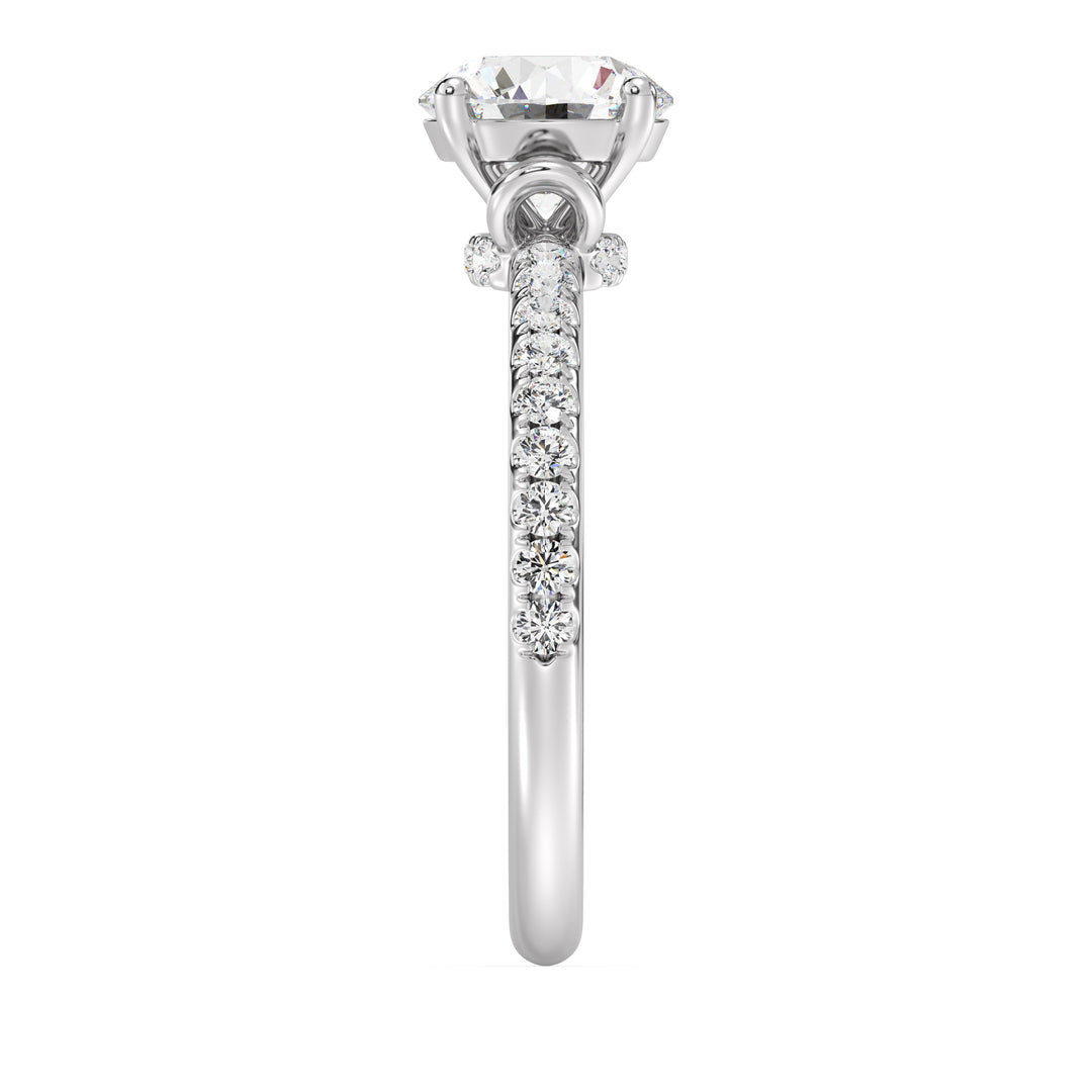 1 ct Round Solitaire Engagement Ring with Pavé Band