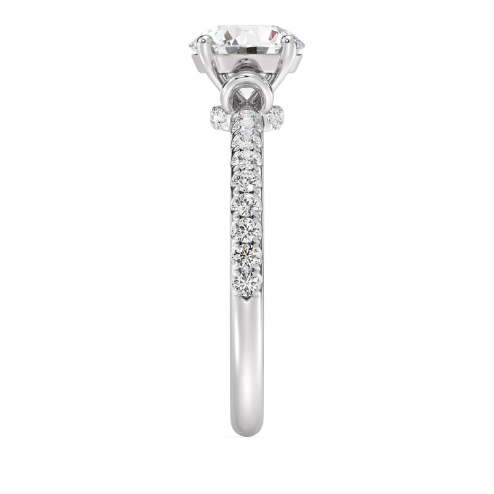 1 ct Round Solitaire Engagement Ring with Pavé Band