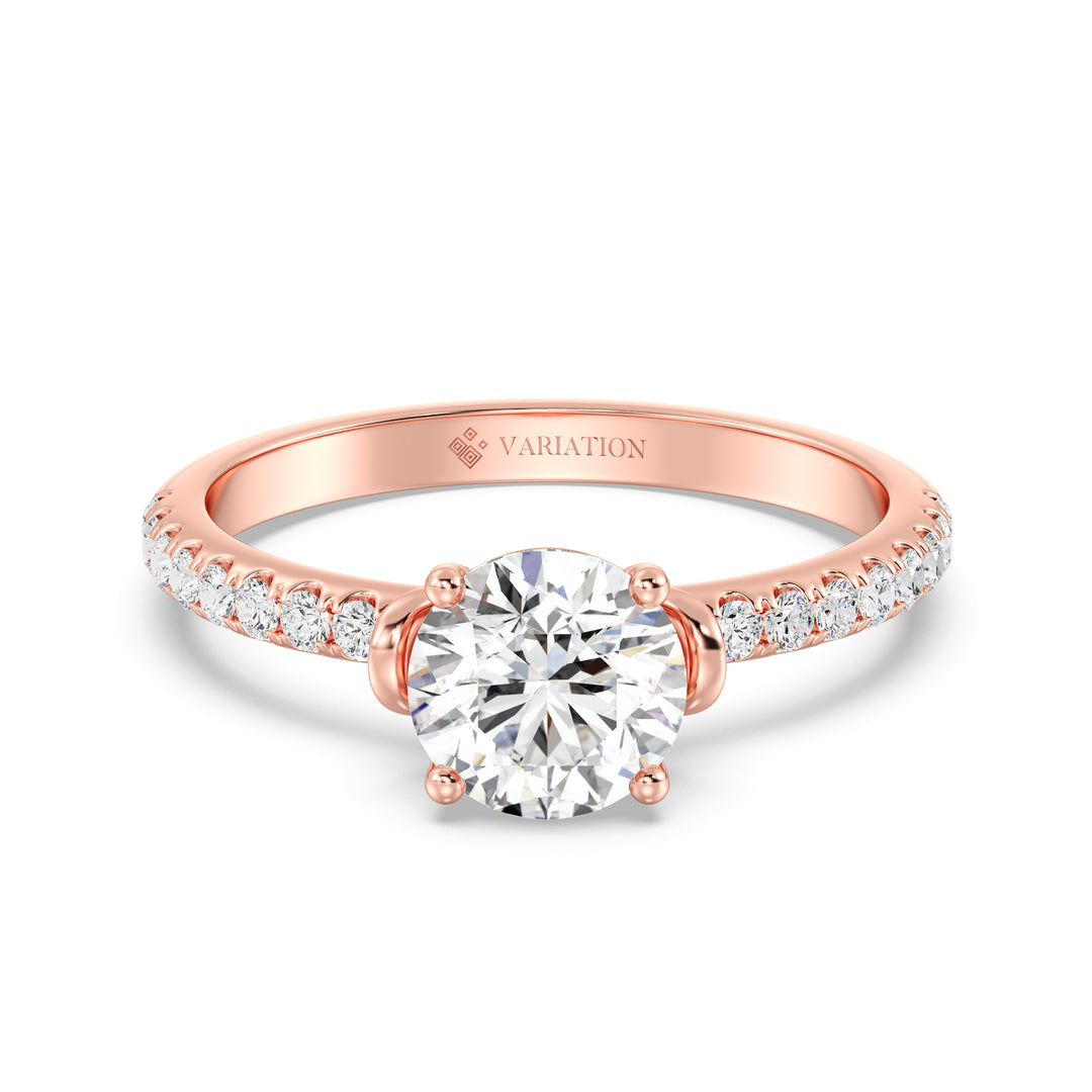 1 ct Round Solitaire Engagement Ring with Pavé Band