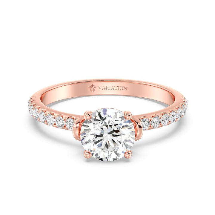 1 ct Round Solitaire Engagement Ring with Pavé Band