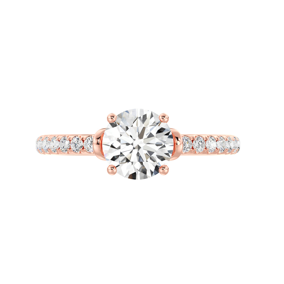 1 ct Round Solitaire Engagement Ring with Pavé Band