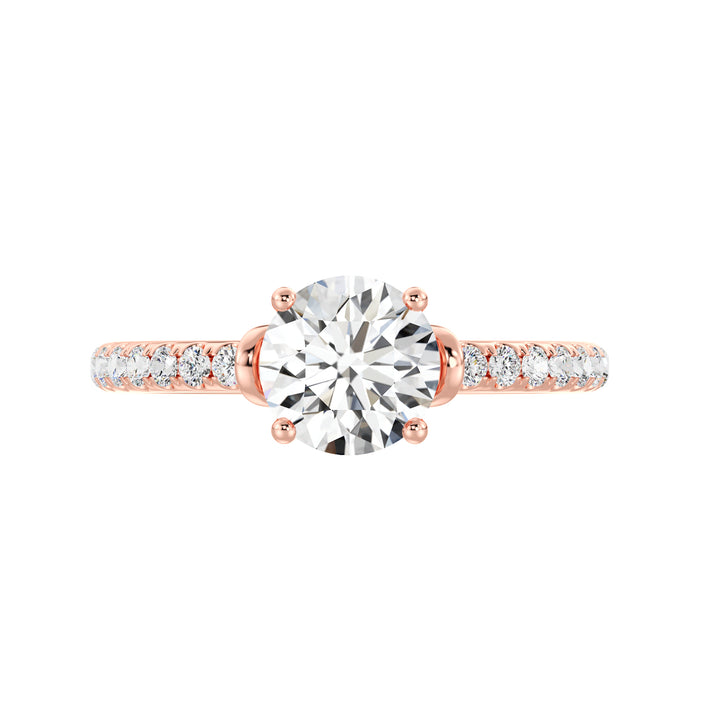 1 ct Round Solitaire Engagement Ring with Pavé Band