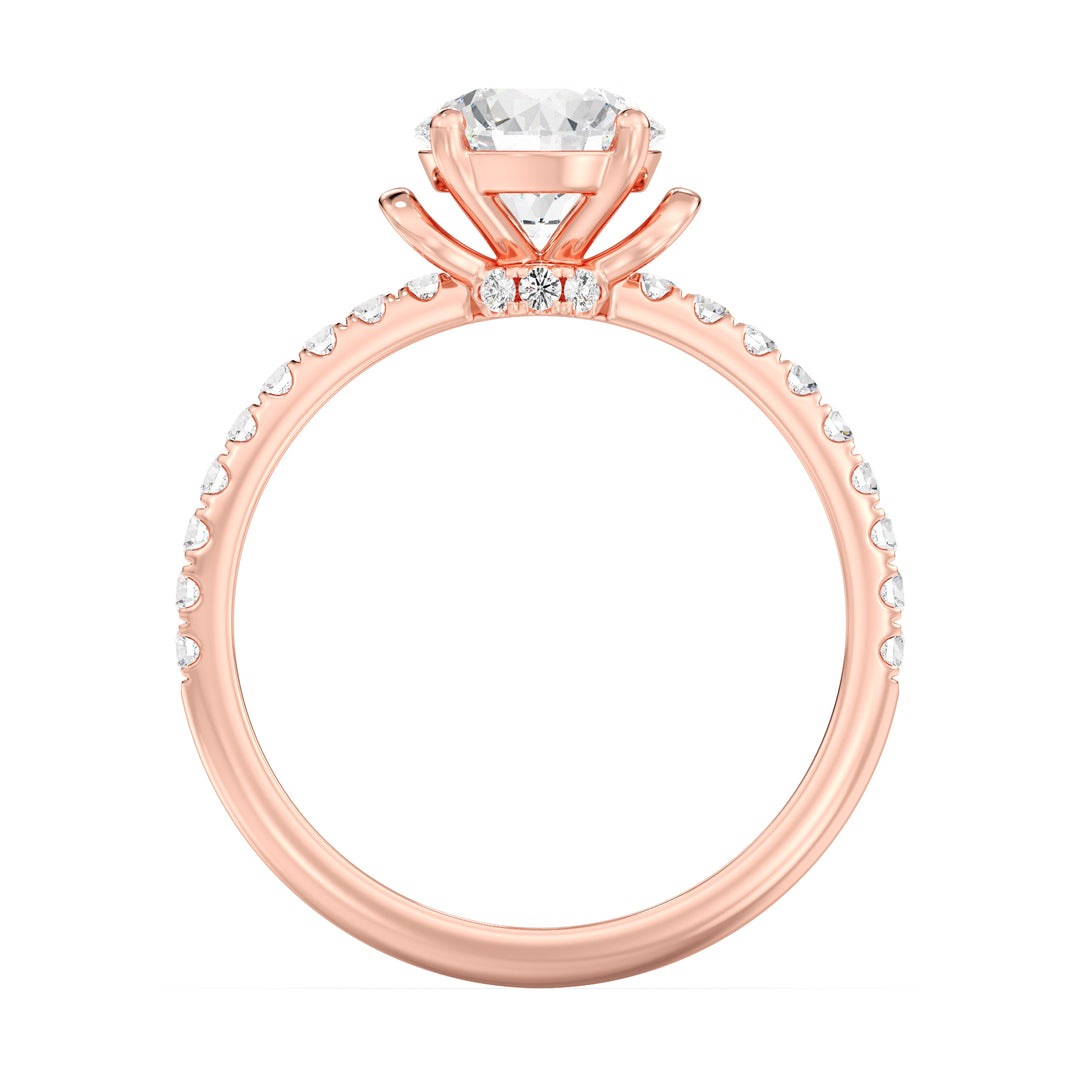 1 ct Round Solitaire Engagement Ring with Pavé Band