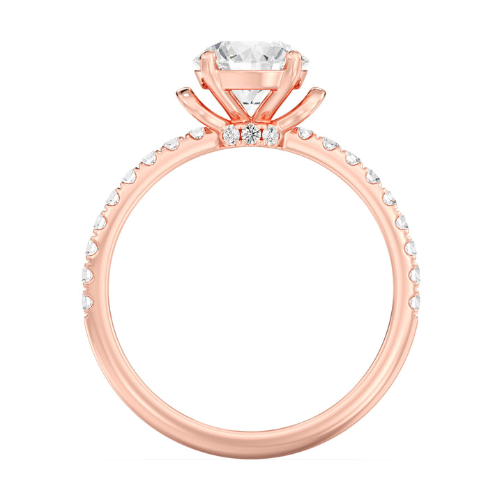 1 ct Round Solitaire Engagement Ring with Pavé Band