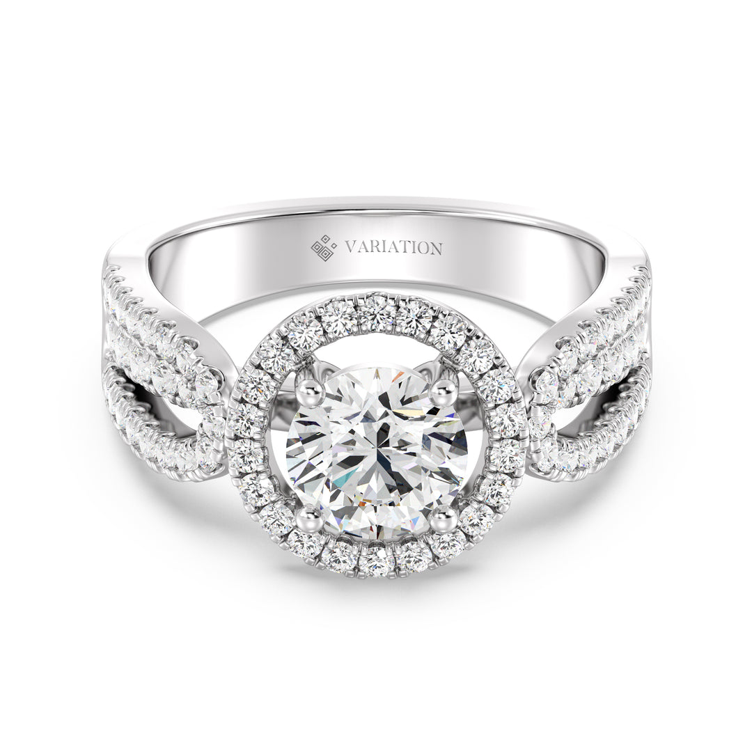 1 ct Round Halo Engagement Ring