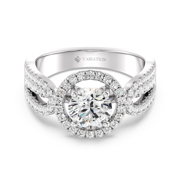 1 ct Round Halo Engagement Ring