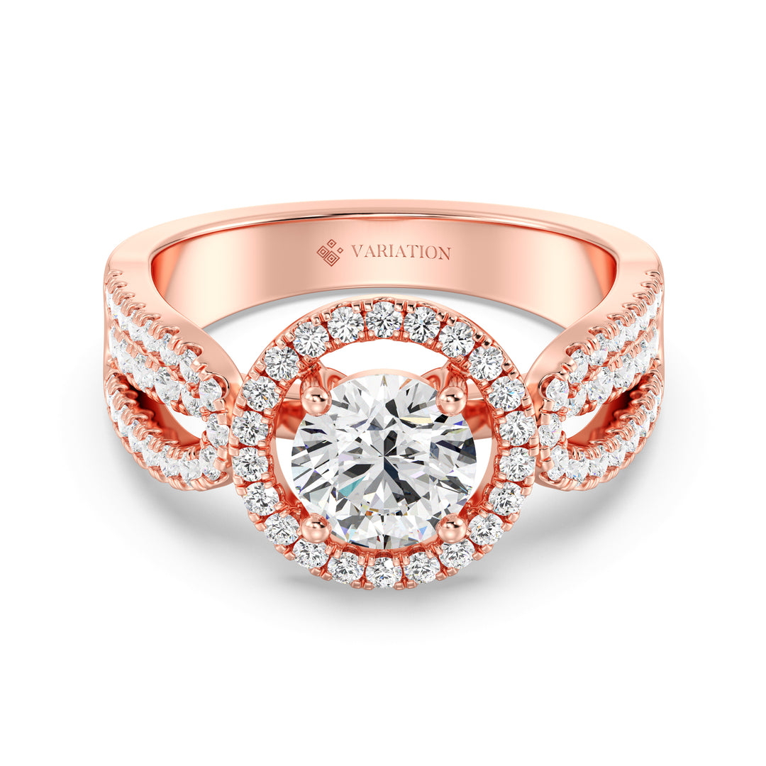 1 ct Round Halo Engagement Ring