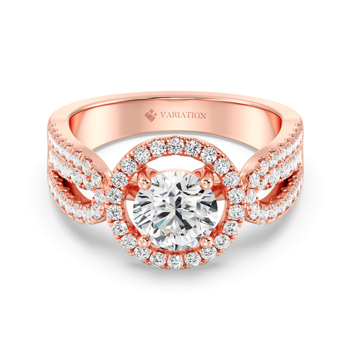 1 ct Round Halo Engagement Ring
