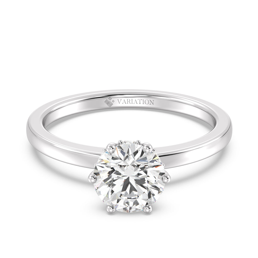 1 Carat Round Solitaire Ring with Hidden Halo