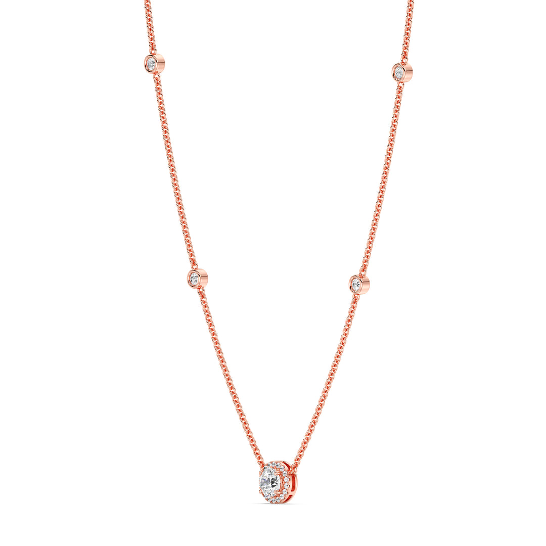 Round Diamond Accent Necklace in 18K Rose Gold