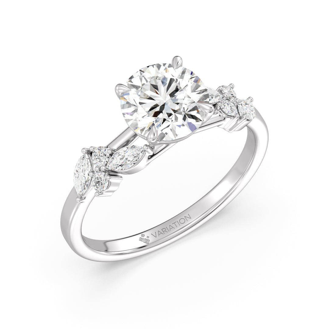 2 Carat Round Engagement Ring with Marquise Accents