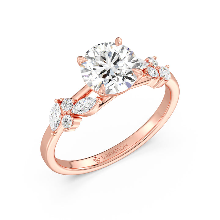 2 Carat Round Engagement Ring with Marquise Accents