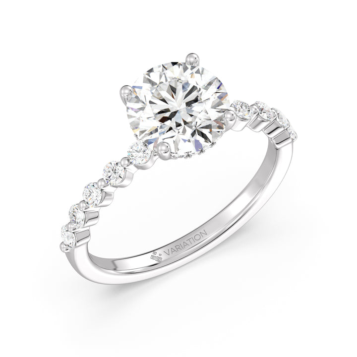 2 Carat Round Hidden Halo Engagement Ring