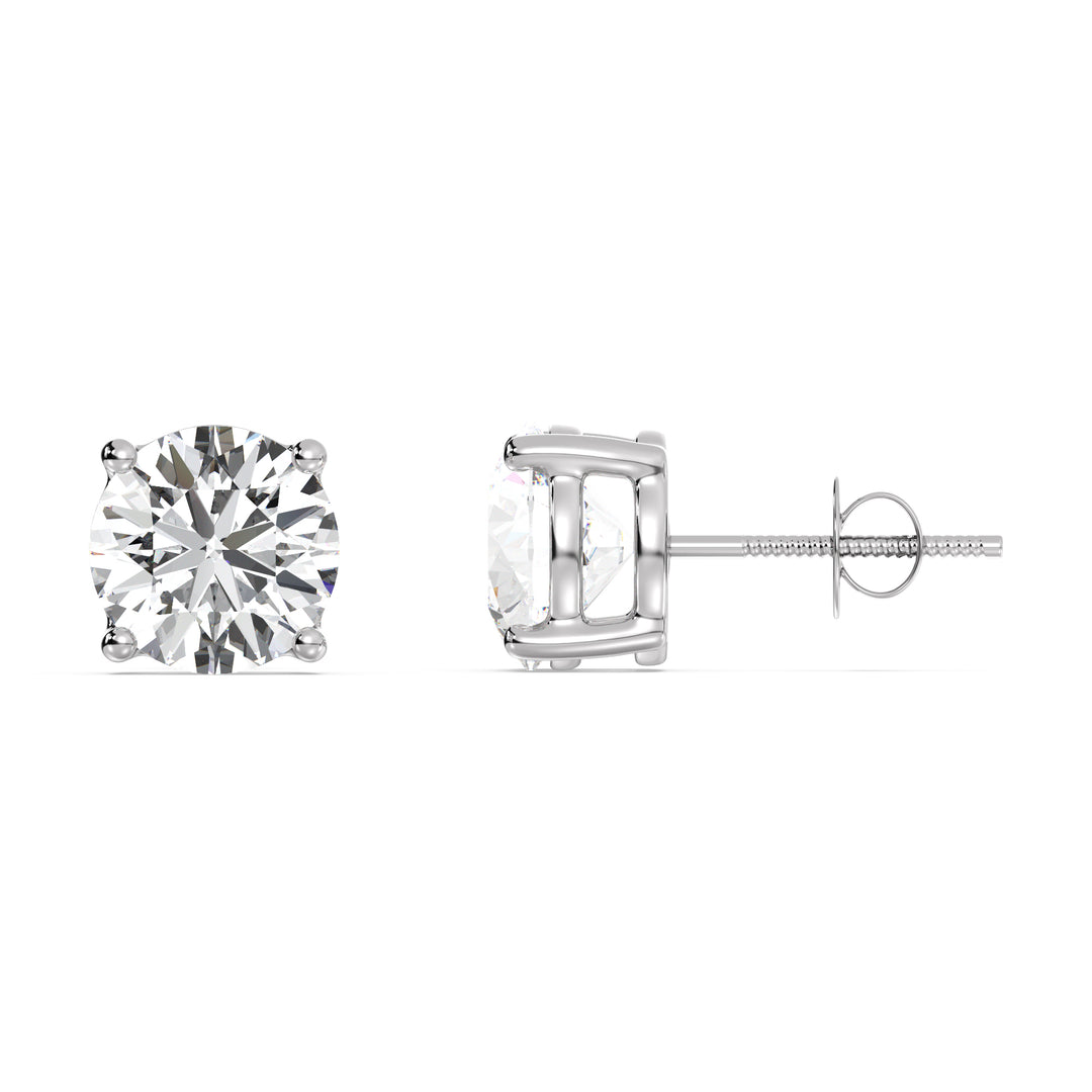 Round cut lab grown diamond stud earrings in white gold, 0.20–4.00 CTTW