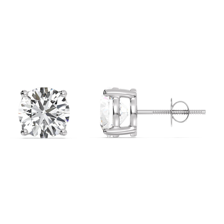 Round cut lab grown diamond stud earrings in white gold, 0.20–4.00 CTTW