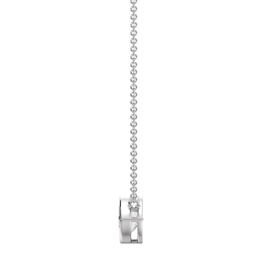 Sophisticated 2 Carat Lab-Grown Marquise-Cut Diamond Bezel-Set Solitaire Pendant Necklace in 18K White Gold, highlighting the dazzling E/VS diamond with a modern bezel setting on a white gold chain.