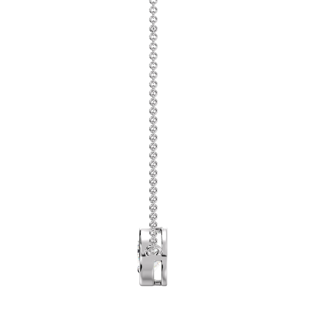 Sophisticated 2 Carat Lab-Grown Pear-Cut Diamond Bezel-Set Solitaire Pendant Necklace in 18K White Gold, highlighting a dazzling E/VS pear-cut diamond with a sleek bezel setting on a white gold chain