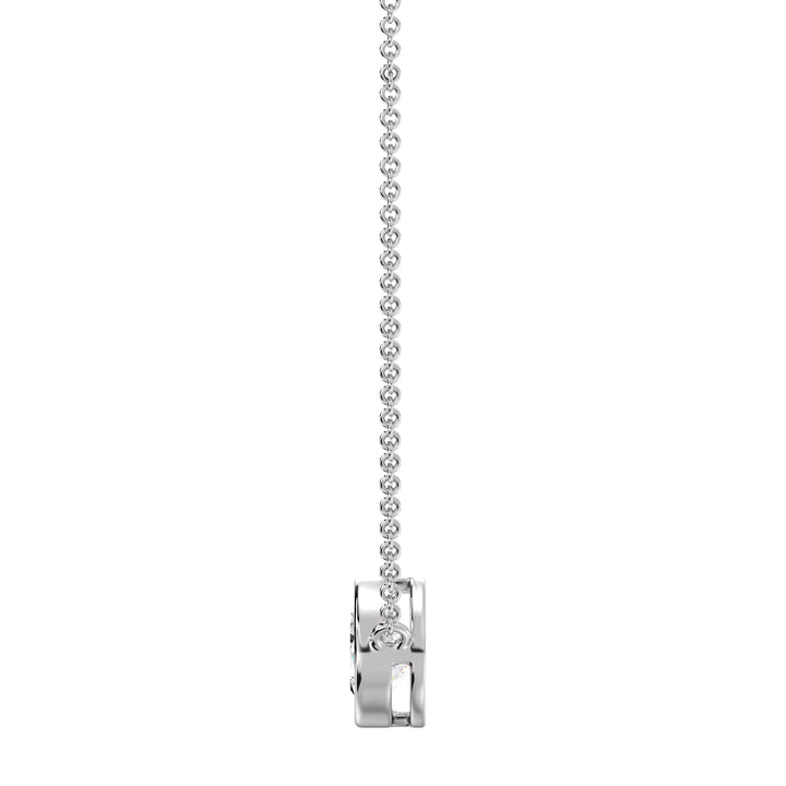 Sophisticated 2 Carat Lab-Grown Pear-Cut Diamond Bezel-Set Solitaire Pendant Necklace in 18K White Gold, highlighting a dazzling E/VS pear-cut diamond with a sleek bezel setting on a white gold chain