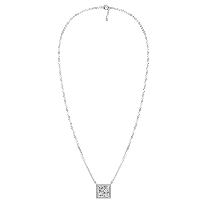 Collier pendentif Solitaire Princess Diamond-Set-Set Solitaire de 2 carats