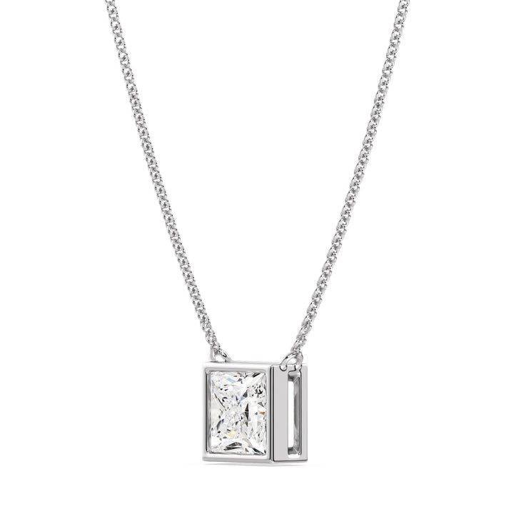 2 Carat Lab-Grown Princess-Cut Diamond Bezel-Set Solitaire Pendant Necklace