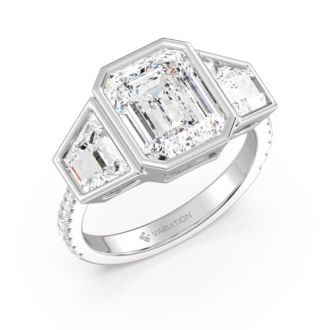 4 Carat Emerald Engagement Ring with Trapezoid Side Stones