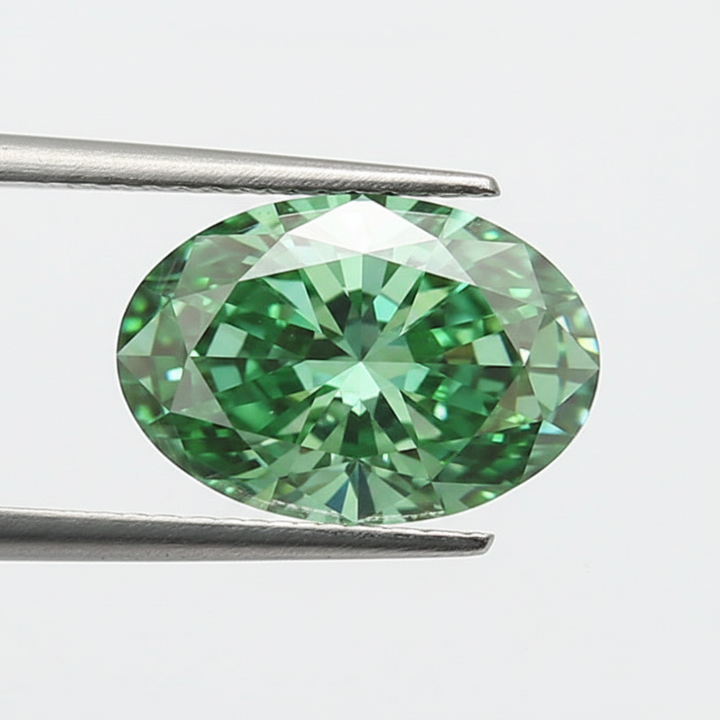 1,00 karaat ovale geslepen laboratoriumdiamant, VS1/fancy levendig groen
