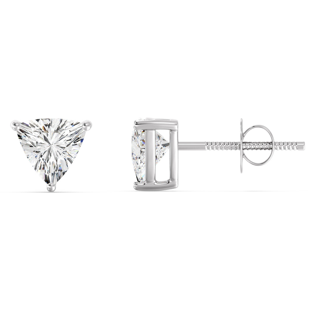 Trillion-Cut Lab Grown Diamond Earrings in White Gold Setting