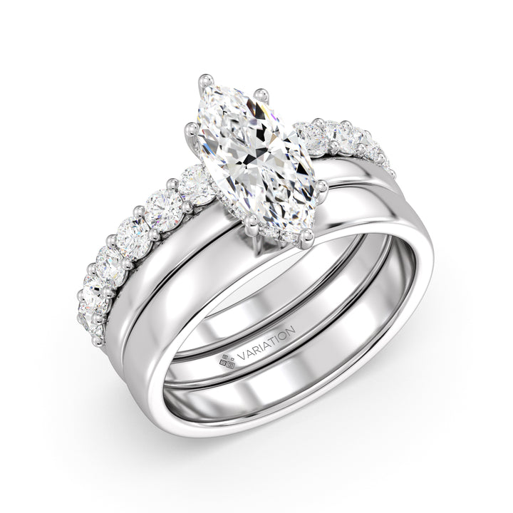 2 Carat Marquise Engagement Trio Ring Set