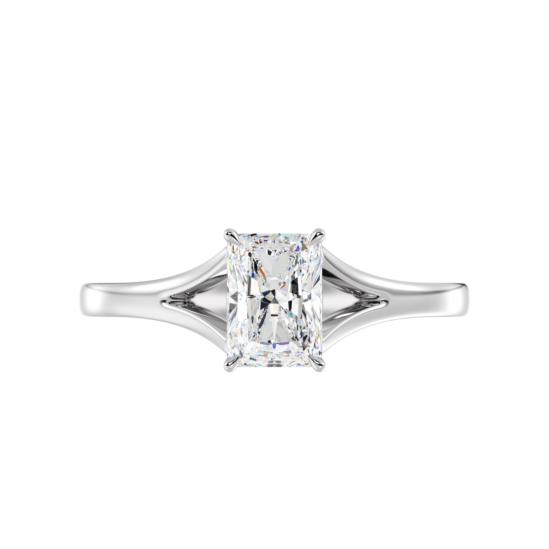 Radiant Split Shank Solitaire Ring
