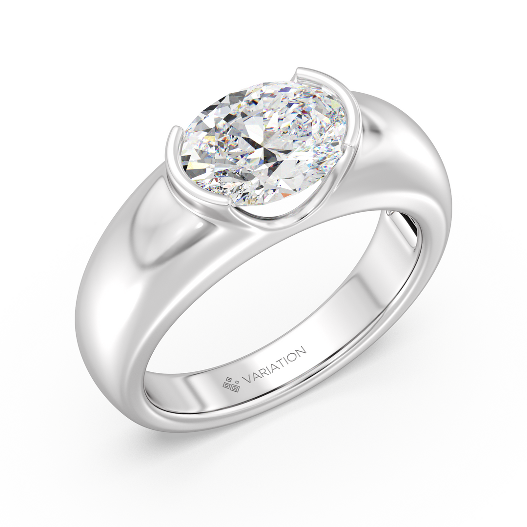 2 Carat Oval Bezel Set Solitaire Ring