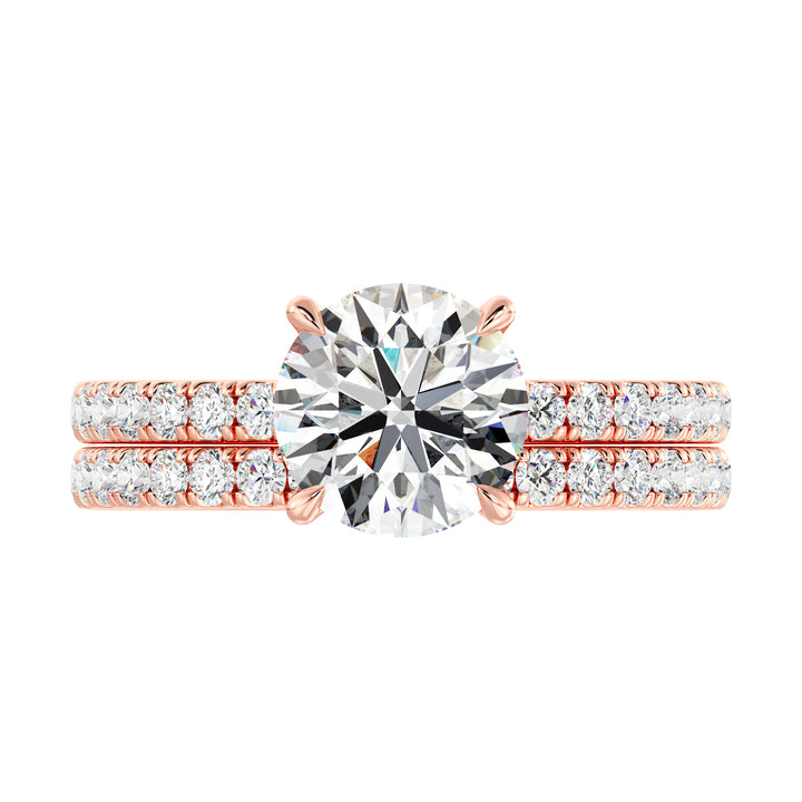 Round Engagement Ring with Wedding Band