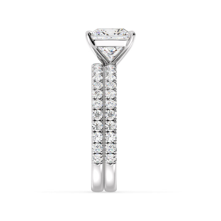 Princess Engagement Ring with Wedding Band