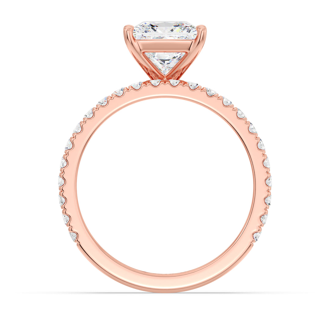 Princess Engagement Ring with Wedding Band