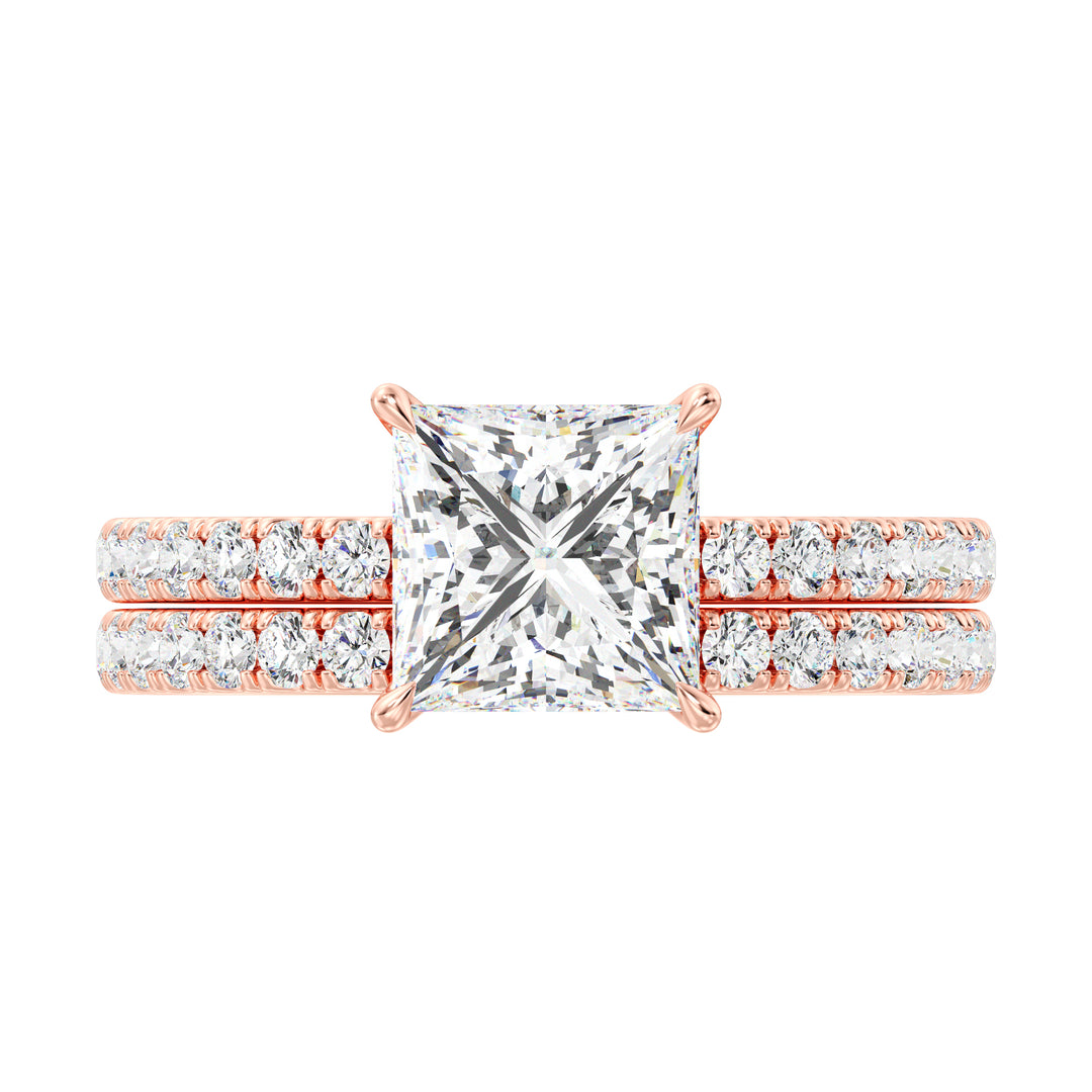 Princess Engagement Ring with Wedding Band
