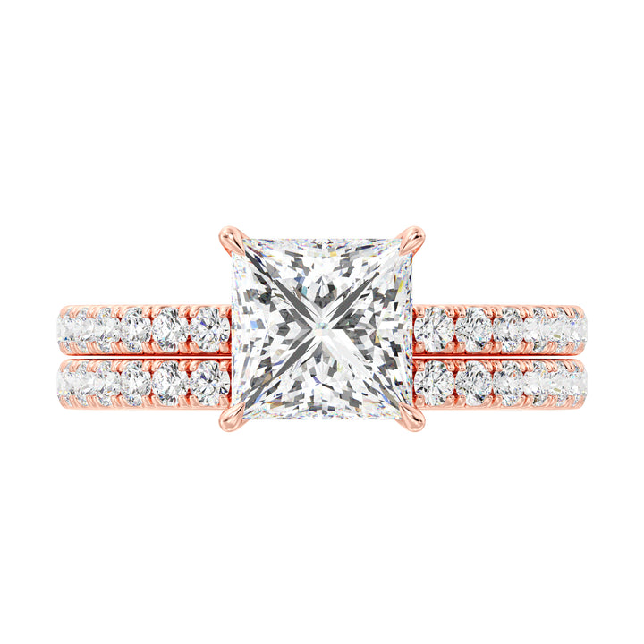 Princess Engagement Ring with Wedding Band