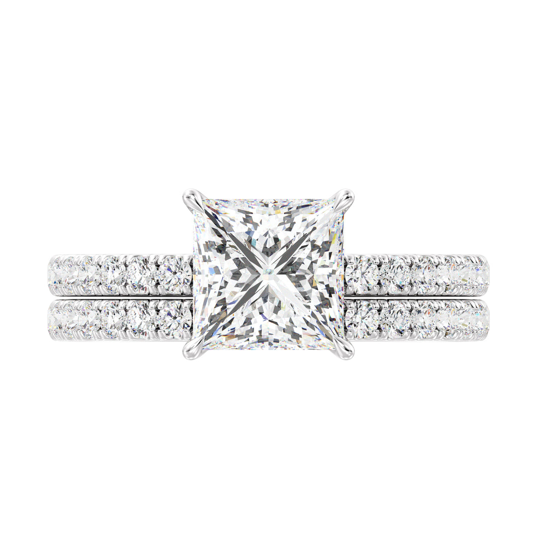 Princess Engagement Ring with Wedding Band